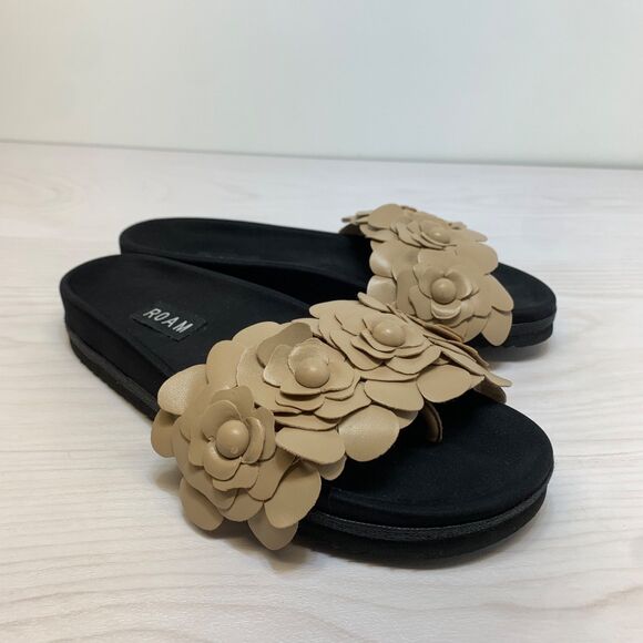 ROAM Fleur Slides Size US 8  Sandals Flowers Vegan Leather - Picture 1 of 12